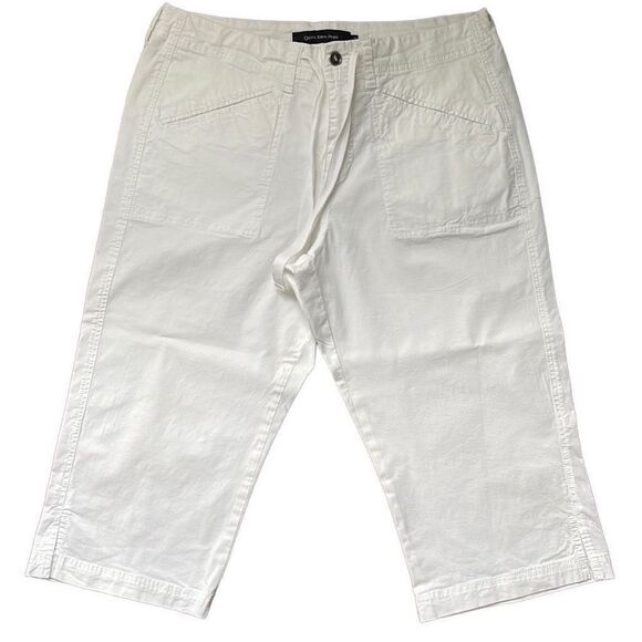 Calvin Klein Jeans Chino Cropped Pants White Tie Waist Pockets‎ Size 12 - Picture 1 of 5